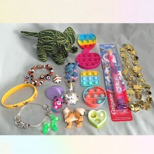 Young Girls Trinkets Bundle - Pop Its, Mini Figurines, Bracelets, etc.